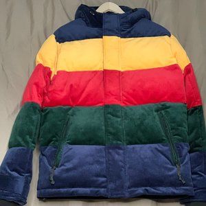American Eagle Corduroy Puffer Jacket Color Block